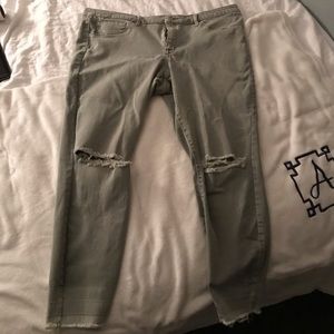 Army Green Ripped Jeans